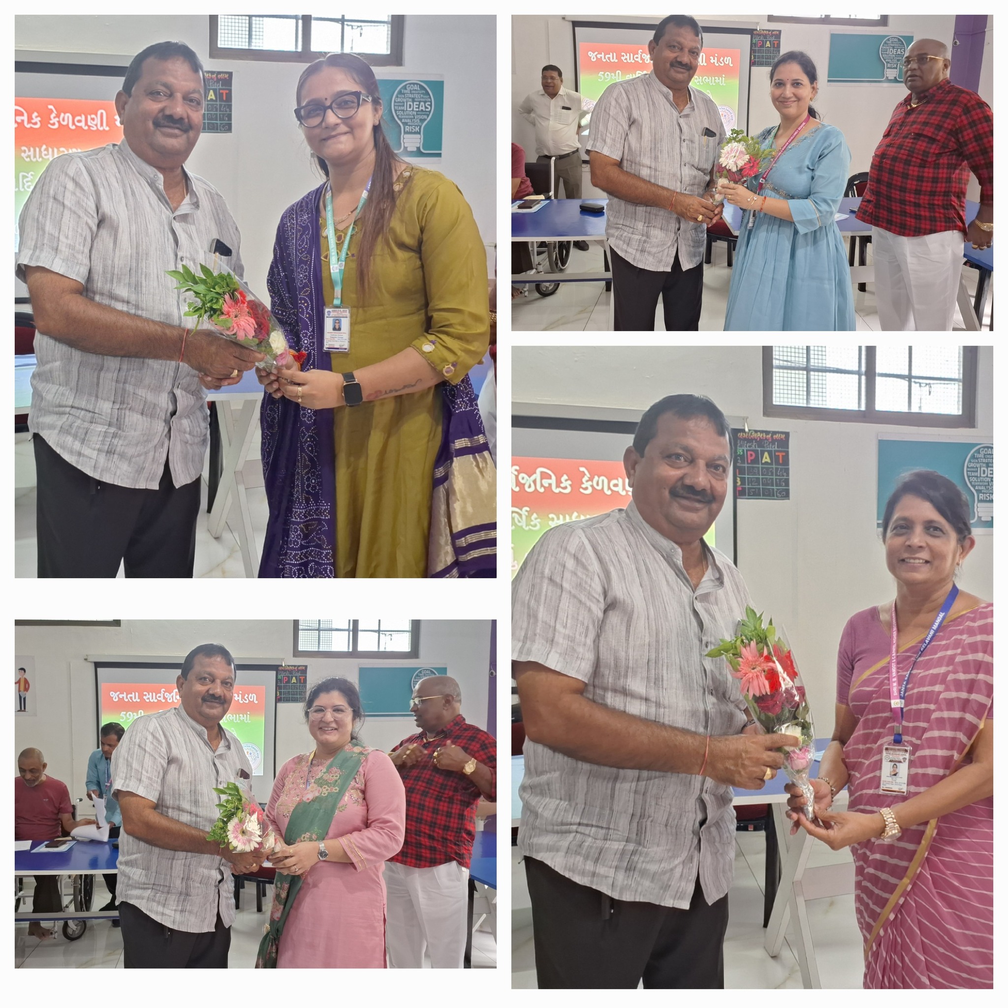 તા.૦૩-૦૯-૨૦૨૫ ના રોજ જનતા સાર્વજનિક કેળવણી મંડળની ૫૯ મી વાર્ષિક સાધારણ સભા આજરોજ મંડળના ગુજરાતી માધ્યમના મકાનમાં મળી હતી. કાર્યની પ્રશંસા નહીં પરંતુ કદર થવી જોઈએ એવું માનનારા મંડળના ખજાનચી ડો. સંજયભાઈ પટેલ દ્વારા મંડળ માટે જમીન ખરીદવા માટેના વહીવટી કામમાં જેમનો અથાગ સહયોગ રહ્યો તેવા કારોબારી સભ્ય શ્રી પ્રિતેશભાઈ માલવી, શ્રી જીગ્નેશભાઈ પટેલ, શ્રી જીગરભાઈ નાયકના દ્વારા કરાયેલ કામની કદર કરતા શાબ્દિક સરાહના કરવામાં આવી અને તેમને પુષ્પગુચ્છ આપી સન્માનિત કરવામાં આવ્યા.